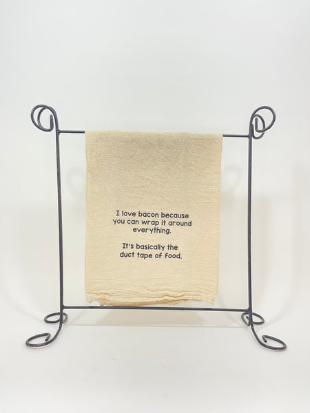 Bacon phrase tea towel