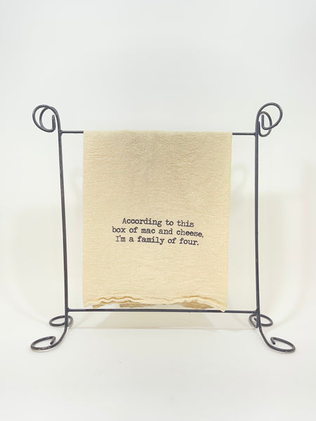 Mac and Cheese phrase tea towel
