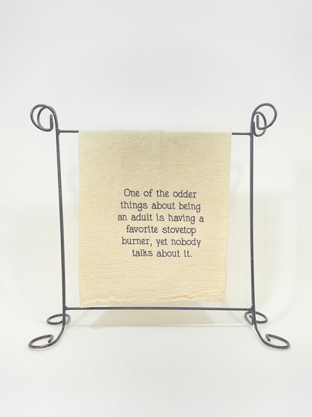 Stovetop phrase tea towel