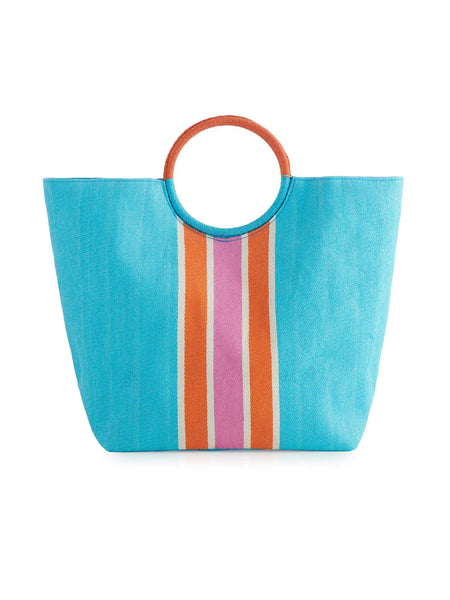 Shiraleah Turquoise Striped Beach Tote