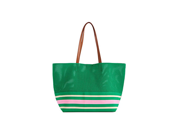 Shiraleah Green Striped Beach Tote
