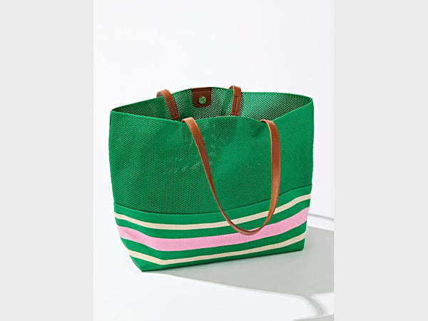 Shiraleah Green Striped Beach Tote