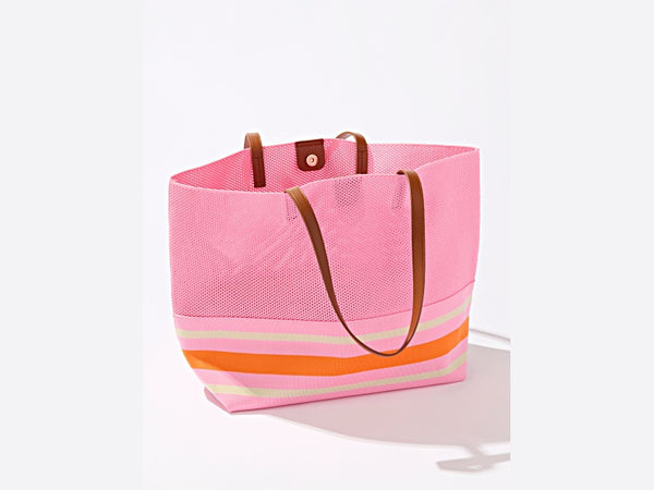 Shiraleah Pink Striped Beach Tote
