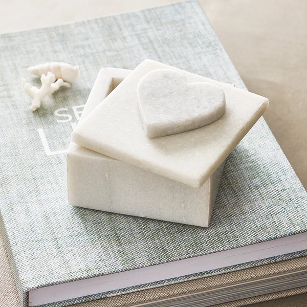 White Marble Heart Keepsake Box