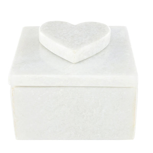 White Marble Heart Keepsake Box