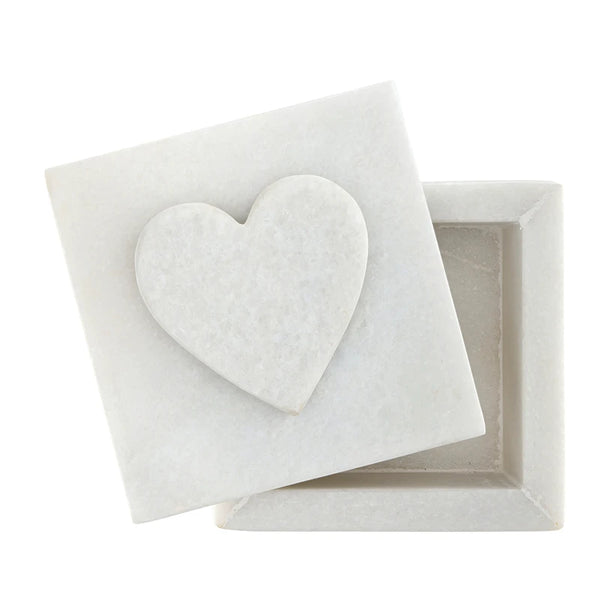 White Marble Heart Keepsake Box