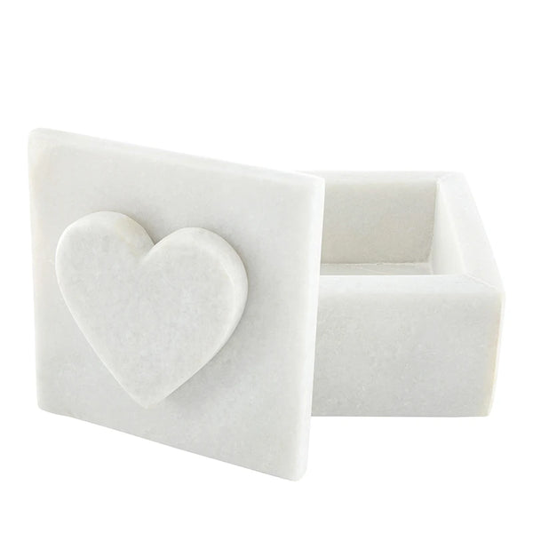 White Marble Heart Keepsake Box