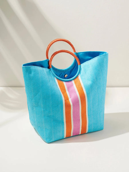 Shiraleah Turquoise Striped Beach Tote
