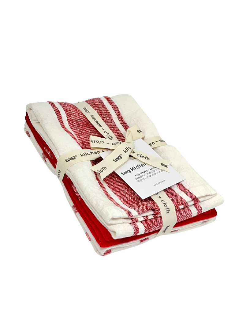 Red dish best sale towels set