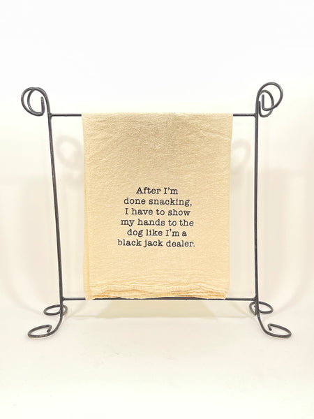 Snacking phrase tea towel