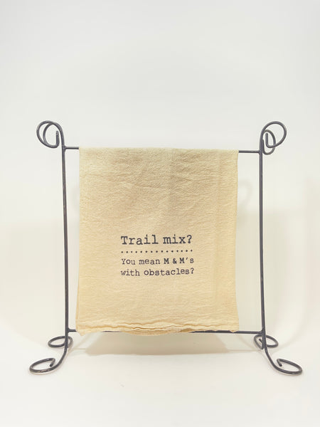 Trail mix phrase tea towel